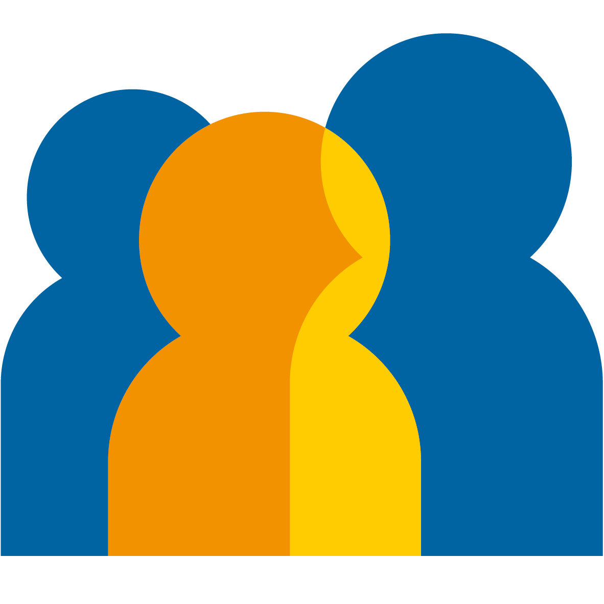 Engagiert-Icon mit drei Personen, die zusammenstehen.
