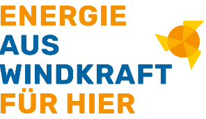 Windpark-Logo mit dem Schriftzug Energie aus Windkraft für hier.