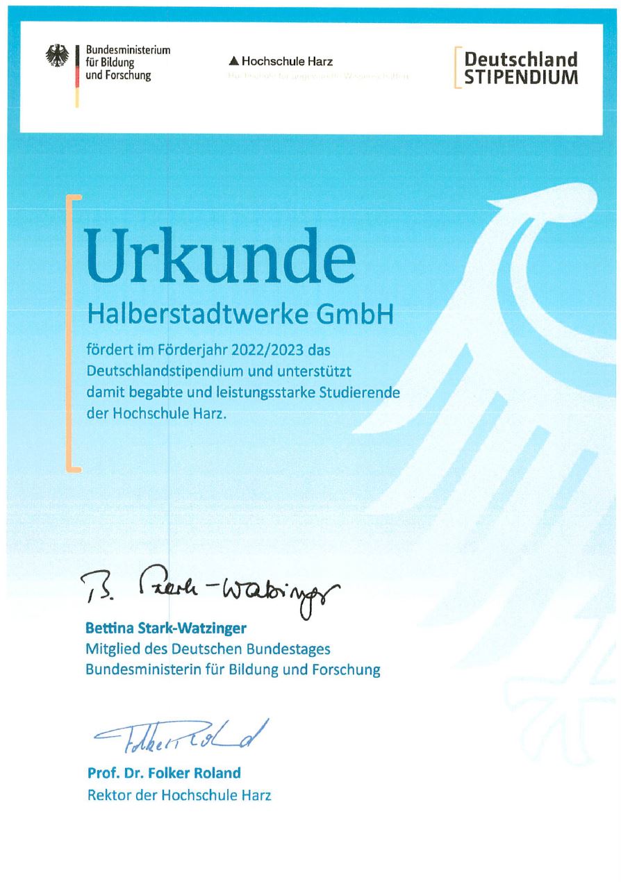 Deutschlandstipendium Periode 2022/23