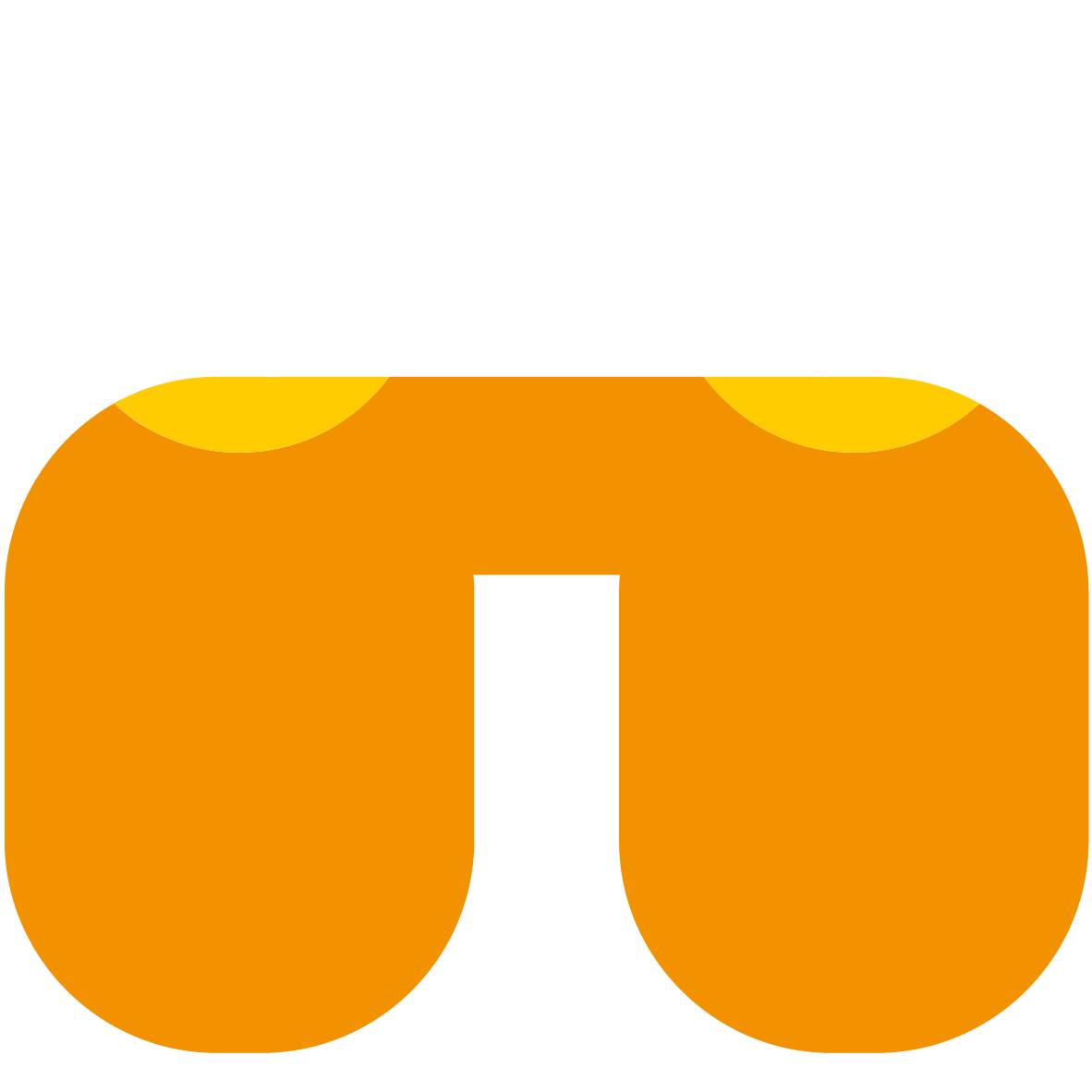Fair-Icon mit zwei Personen mit orangefarbenen Körpern und weißen Köpfen, die nebeneinander stehen und sich gegenseitig einen Arm um die Schultern legen.